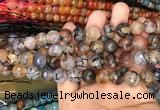 CAA3130 15 inches 12mm faceted round fire crackle agate beads wholesale