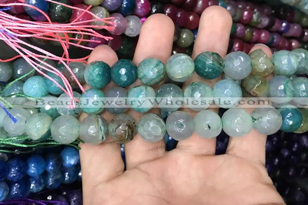 CAA3132 15 inches 12mm faceted round fire crackle agate beads wholesale