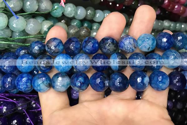 CAA3133 15 inches 12mm faceted round fire crackle agate beads wholesale