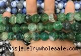 CAA3146 15 inches 12mm faceted round fire crackle agate beads wholesale