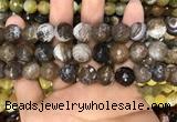 CAA3152 15 inches 12mm faceted round fire crackle agate beads wholesale