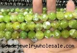 CAA3154 15 inches 12mm faceted round fire crackle agate beads wholesale