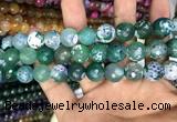 CAA3155 15 inches 12mm faceted round fire crackle agate beads wholesale