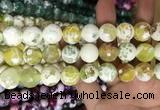 CAA3180 15 inches 14mm faceted round fire crackle agate beads wholesale