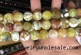 CAA3181 15 inches 14mm faceted round fire crackle agate beads wholesale