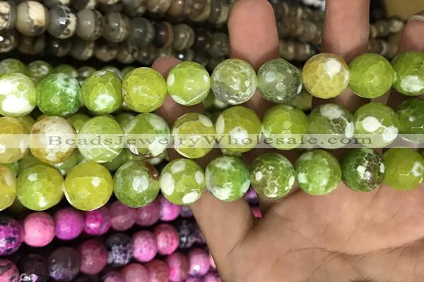 CAA3182 15 inches 14mm faceted round fire crackle agate beads wholesale