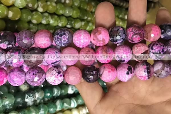 CAA3185 15 inches 14mm faceted round fire crackle agate beads wholesale