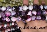 CAA3186 15 inches 14mm faceted round fire crackle agate beads wholesale