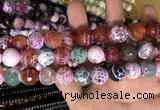 CAA3187 15 inches 14mm faceted round fire crackle agate beads wholesale