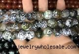 CAA3188 15 inches 14mm faceted round fire crackle agate beads wholesale