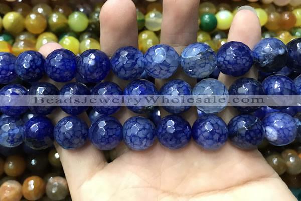 CAA3195 15 inches 14mm faceted round fire crackle agate beads wholesale