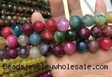 CAA3198 15 inches 14mm faceted round fire crackle agate beads wholesale