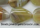 CAA320 15.5 inches 22*32mm flat teardrop yellow line agate beads