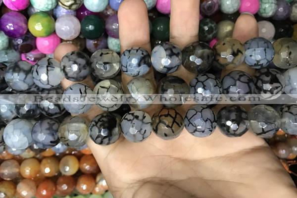 CAA3230 15 inches 16mm faceted round fire crackle agate beads wholesale