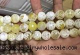 CAA3236 15 inches 16mm faceted round fire crackle agate beads wholesale