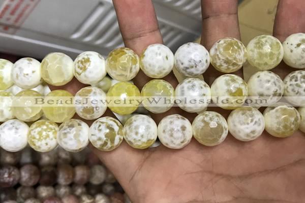 CAA3236 15 inches 16mm faceted round fire crackle agate beads wholesale