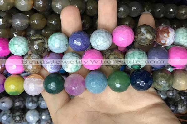 CAA3240 15 inches 16mm faceted round fire crackle agate beads wholesale