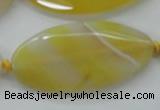 CAA325 15.5 inches 25*50mm faceted marquise yellow line agate beads