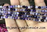 CAA3250 15 inches 4mm faceted round line agate beads wholesale