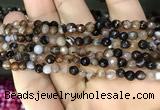 CAA3256 15 inches 4mm faceted round line agate beads wholesale