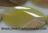 CAA326 15.5 inches 30*60mm faceted oval yellow line agate beads