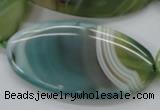 CAA330 15.5 inches 30*40mm oval green line agate beads