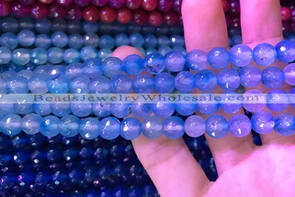 CAA3335 15 inches 8mm faceted round agate beads wholesale