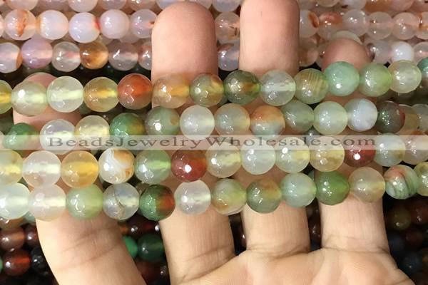 CAA3345 15 inches 8mm faceted round agate beads wholesale