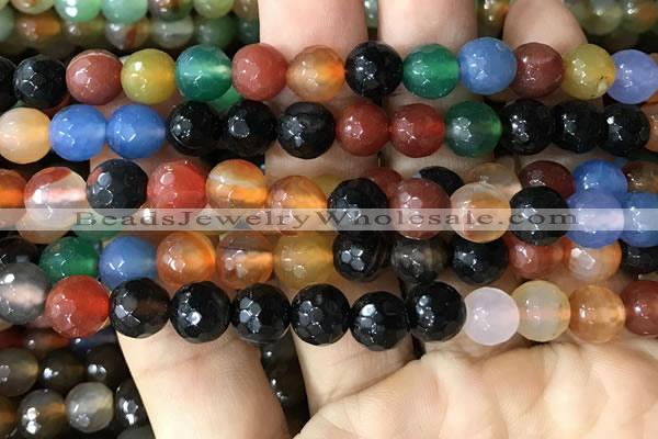 CAA3348 15 inches 8mm faceted round agate beads wholesale