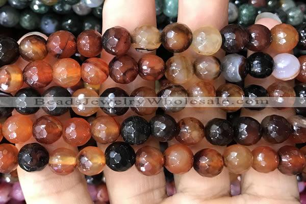 CAA3352 15 inches 8mm faceted round agate beads wholesale