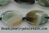 CAA337 15.5 inches 18*25mm faceted oval green line agate beads