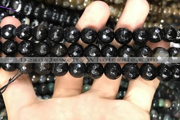 CAA3381 15 inches 10mm faceted round agate beads wholesale