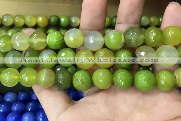 CAA3405 15 inches 12mm faceted round agate beads wholesale