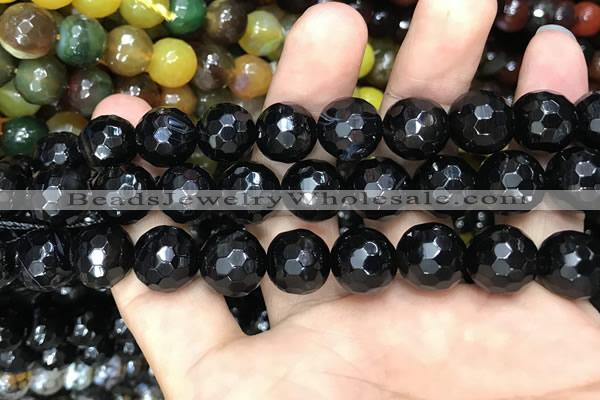 CAA3412 15 inches 12mm faceted round agate beads wholesale