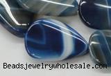 CAA342 15.5 inches 22*30mm flat teardrop blue line agate beads