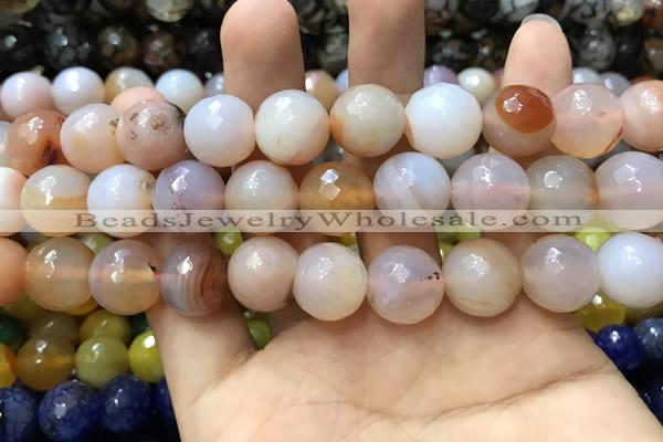 CAA3421 15 inches 14mm faceted round agate beads wholesale