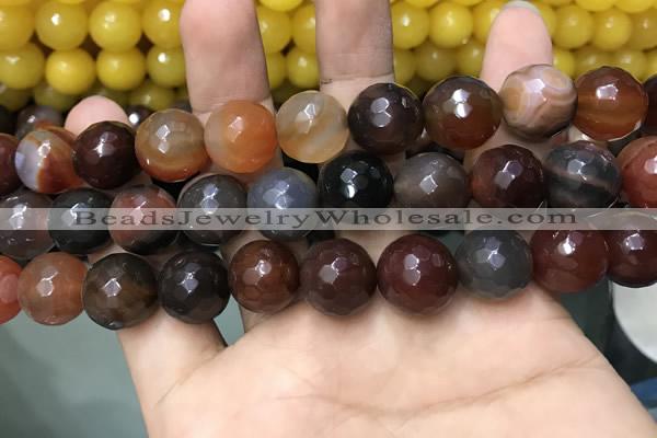 CAA3427 15 inches 14mm faceted round agate beads wholesale