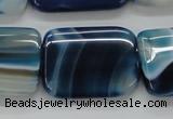 CAA343 15.5 inches 22*30mm rectangle blue line agate beads