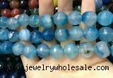 CAA3434 15 inches 14mm faceted round agate beads wholesale