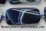 CAA345 15.5 inches 20*45mm twisted rectangle blue line agate beads