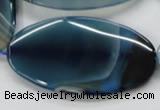 CAA347 15.5 inches 30*60mm oval blue line agate gemstone beads