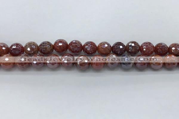 CAA3511 15.5 inches 10mm faceted round AB-color fire agate beads