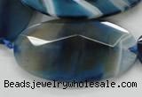 CAA352 15.5 inches 30*60mm faceted oval blue line agate beads