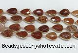 CAA3528 7.5 inches 13*18mm faceted flat teardrop fire agate beads