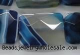 CAA353 15.5 inches 22*30mm faceted rectangle blue line agate beads