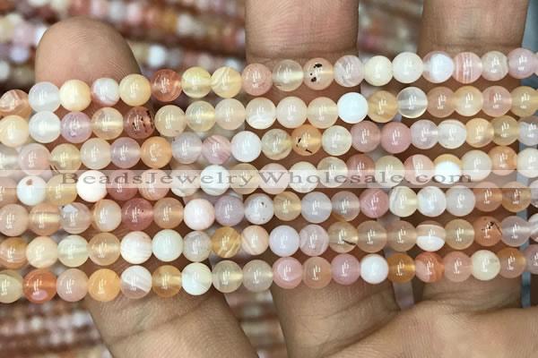 CAA3531 15.5 inches 4mm round pink botswana agate beads