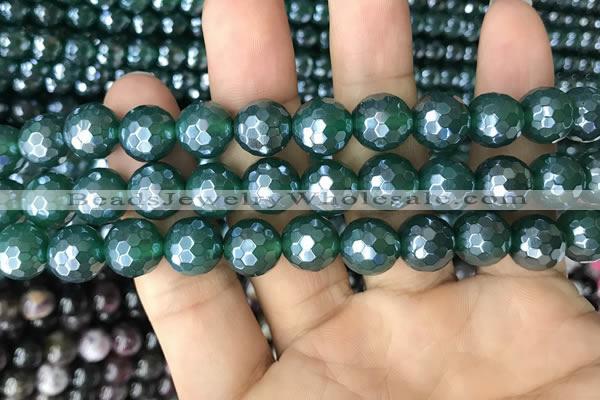 CAA3545 15.5 inches 10mm faceted round AB-color green agate beads