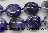 CAA355 15.5 inches 18mm flat round violet line agate gemstone beads