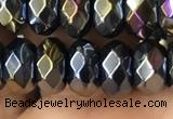 CAA3573 15.5 inches 5*8mm faceted rondelle AB-color black agate beads