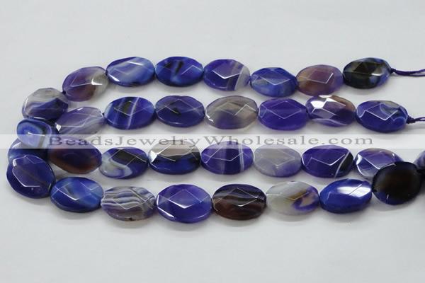 CAA358 15.5 inches 18*25mm faceted oval violet line agate beads